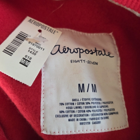 Aeropostale Y2K New With Tag Women's Casual Hoodie Sweater Red Size Medium - Picture 13 of 13